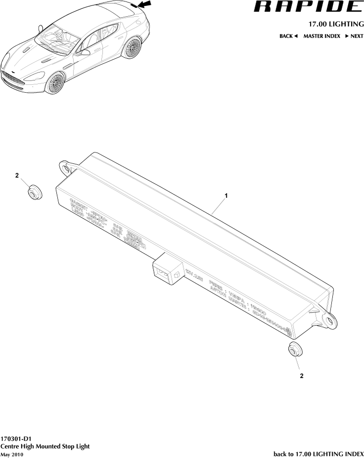 High Mounted Stop Light of Aston Martin Aston Martin GT RAPIDE (2010-2019)