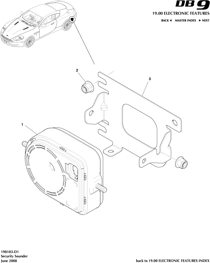 Security Sounder of Aston Martin Aston Martin GT DB9 (2004-2017)