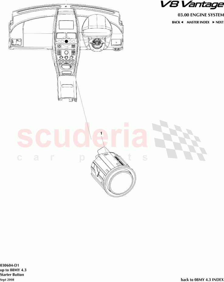 Starter Button of Aston Martin Aston Martin V8 Vantage (upto 2016)