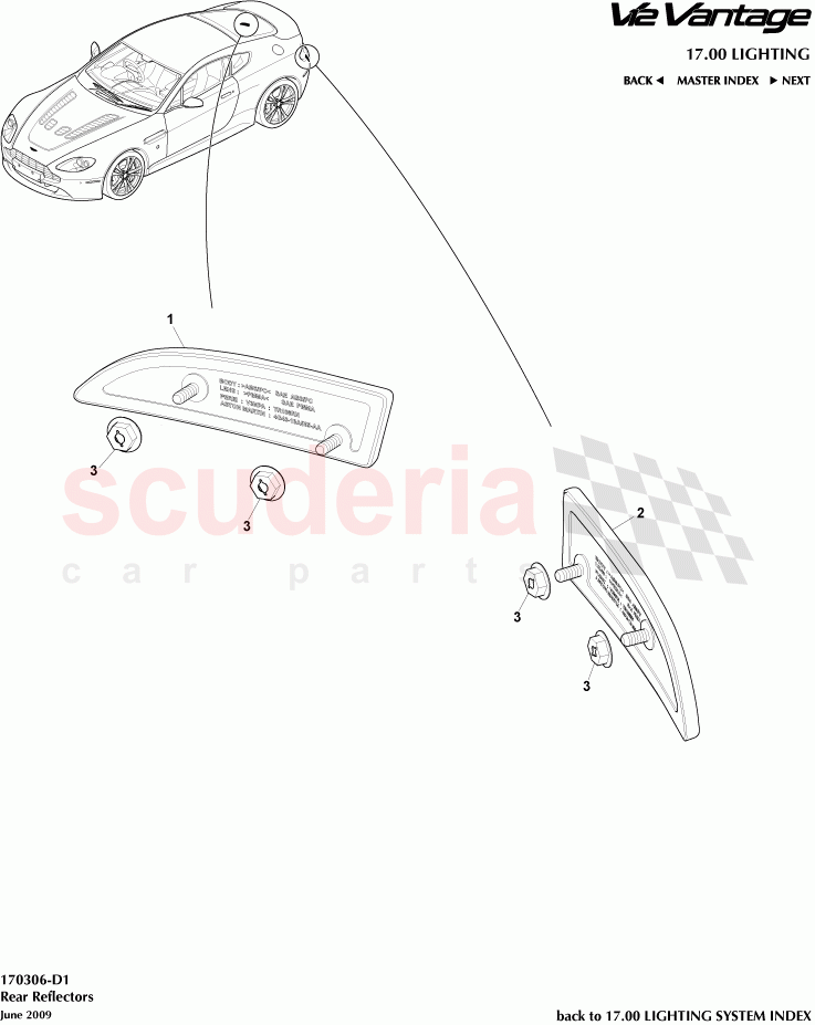 Rear Reflectors of Aston Martin Aston Martin V12 Vantage (upto 2016)