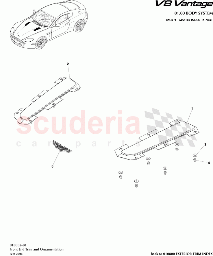 Front End Trim and Ornamentation of Aston Martin Aston Martin V8 Vantage (upto 2016)