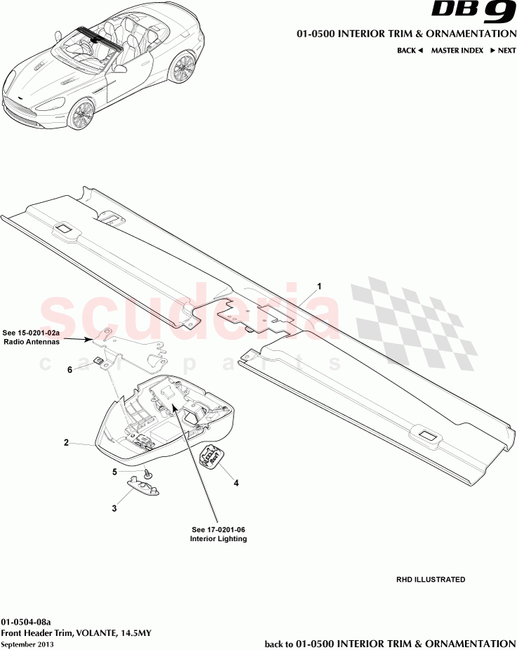 Front Header Trim, VOLANTE, 14.5MY of Aston Martin Aston Martin DB9 (2013-2016)
