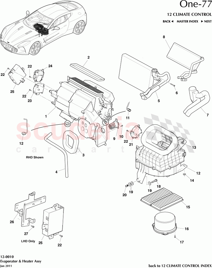 Evaporator & Heater Assembly of Aston Martin Aston Martin One-77