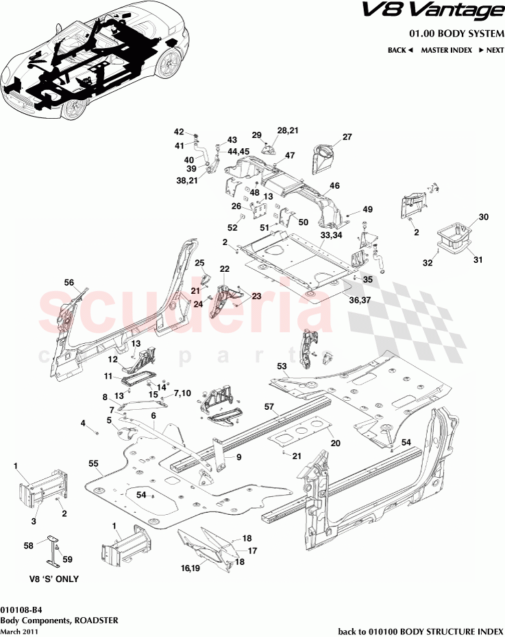 Body Components (Roadster) of Aston Martin Aston Martin V8 Vantage (upto 2016)