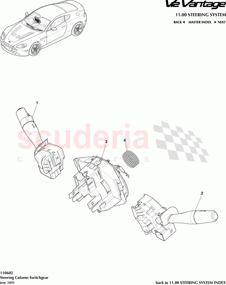 Steering Column Switchgear of Aston Martin Aston Martin V12 Vantage (upto 2016)