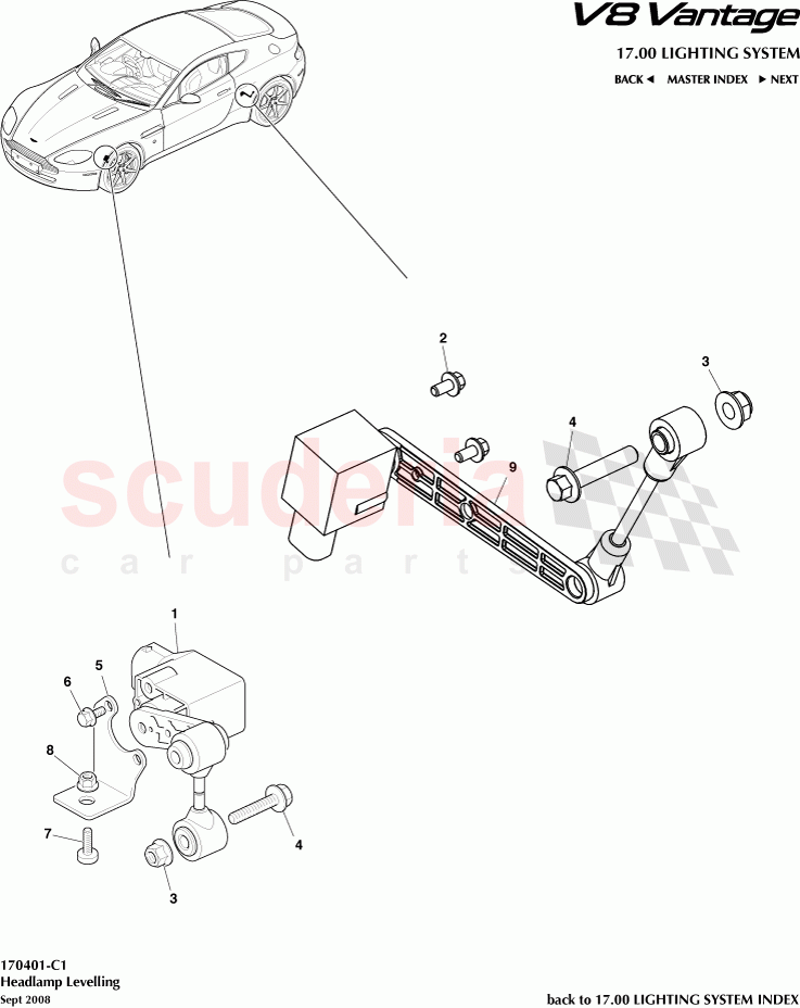 Headlamp Levelling of Aston Martin Aston Martin V8 Vantage (upto 2016)