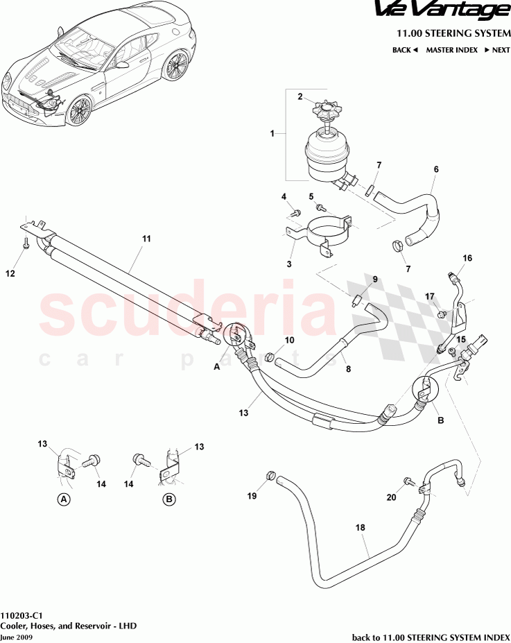 Cooler, Hoses and Reservoir (LHD) of Aston Martin Aston Martin V12 Vantage (upto 2016)