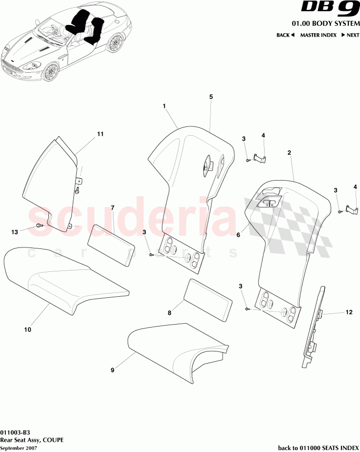 Rear Seat Assembly (Coupe) of Aston Martin Aston Martin DB9 (2004-2012)
