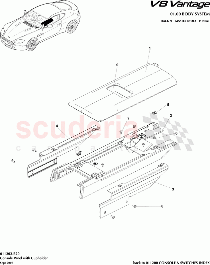 Console Panel with Cupholder of Aston Martin Aston Martin V8 Vantage (upto 2016)