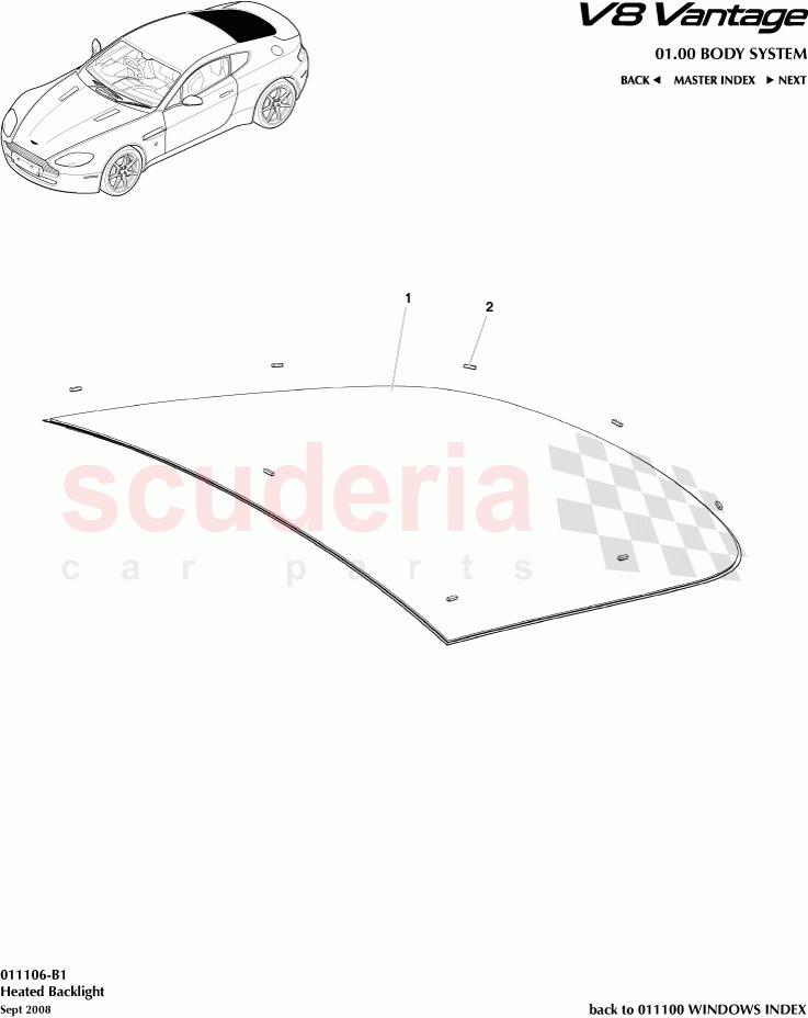 Heated Backlight of Aston Martin Aston Martin V8 Vantage (upto 2016)