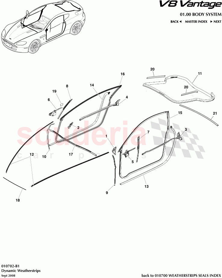 Dynamic Weatherstrips of Aston Martin Aston Martin V8 Vantage (upto 2016)