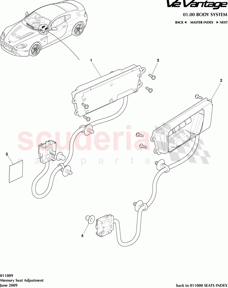 Memory Seat Adjustment of Aston Martin Aston Martin V12 Vantage (upto 2016)