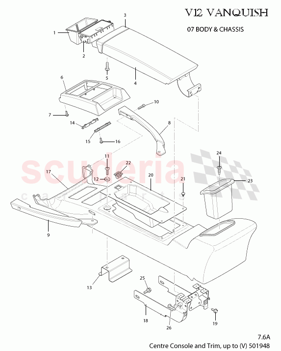 Centre Console and Trim (To VIN 501948) of Aston Martin Aston Martin Vanquish (2001-2007)
