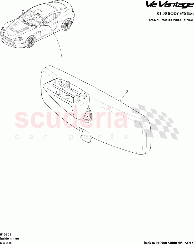 Inside mirror of Aston Martin Aston Martin V12 Vantage (upto 2016)