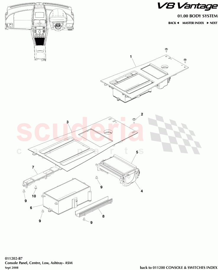 Console Panel, Centre, Low, Ashtray - ASM of Aston Martin Aston Martin V8 Vantage (upto 2016)