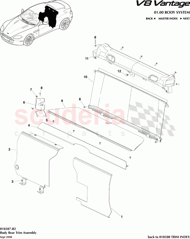 Body Rear Trim Assembly of Aston Martin Aston Martin V8 Vantage (upto 2016)
