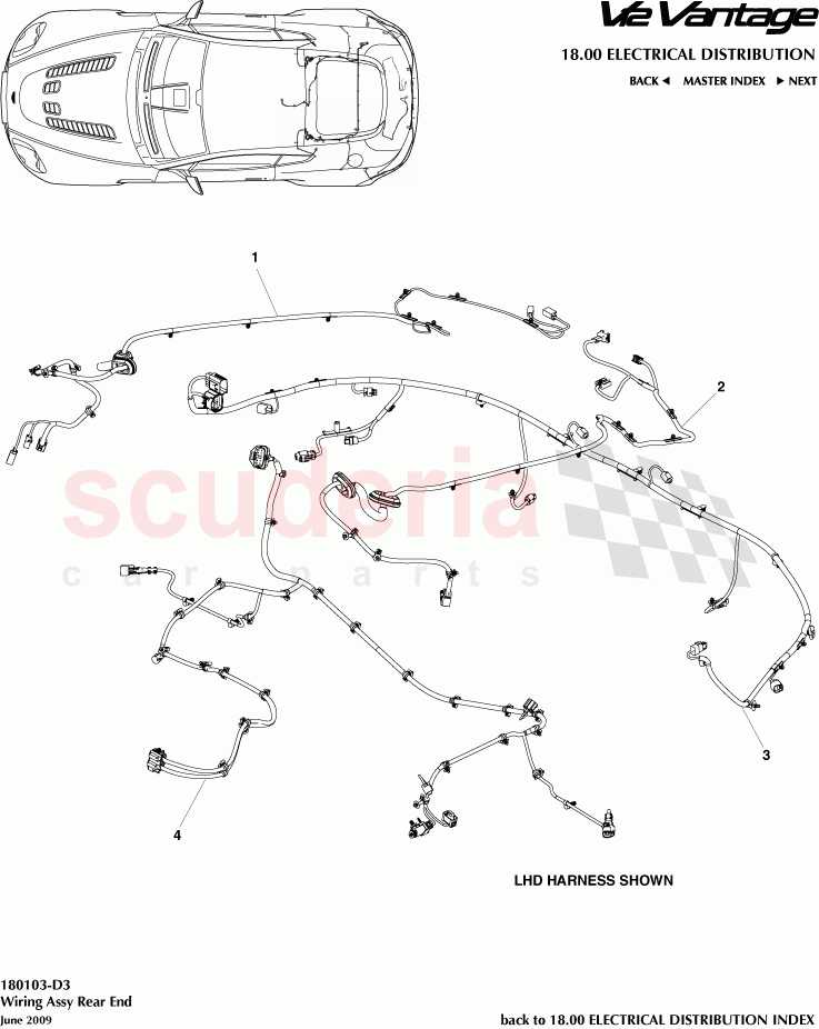 Wiring Assembly Rear End of Aston Martin Aston Martin V12 Vantage (upto 2016)