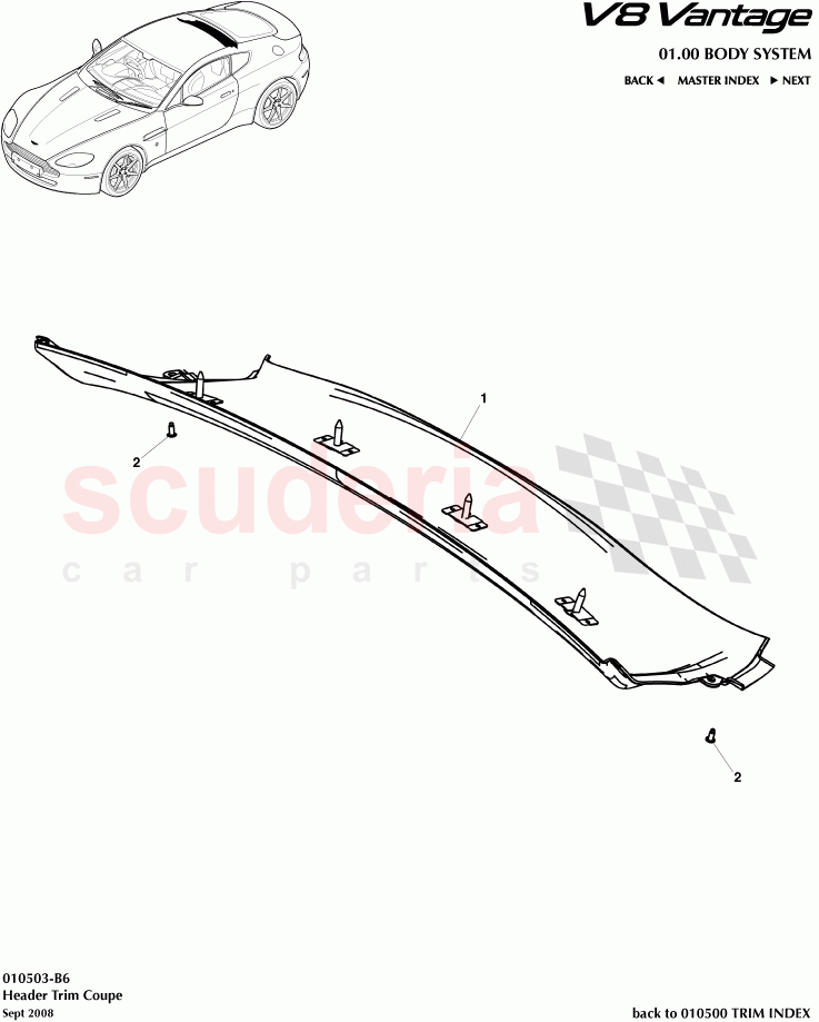 Header Trim Coupe of Aston Martin Aston Martin V8 Vantage (upto 2016)