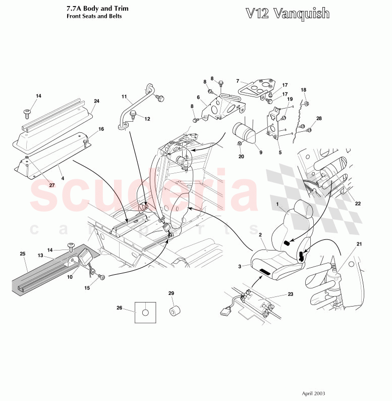 Front Seats and Belts of Aston Martin Aston Martin Vanquish (2001-2007)
