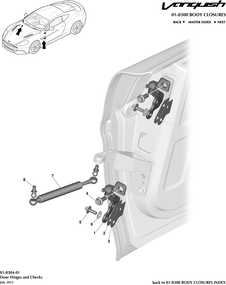 Body Closures - Door Hinge Assembly of Aston Martin Aston Martin GT VANQUISH (2013-2018)