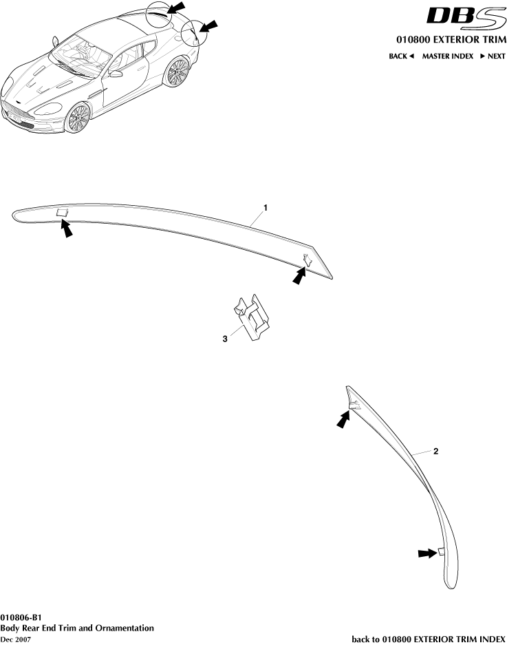 Exterior Trim - Body Rear End Trim of Aston Martin Aston Martin GT DBS (2007-2012)