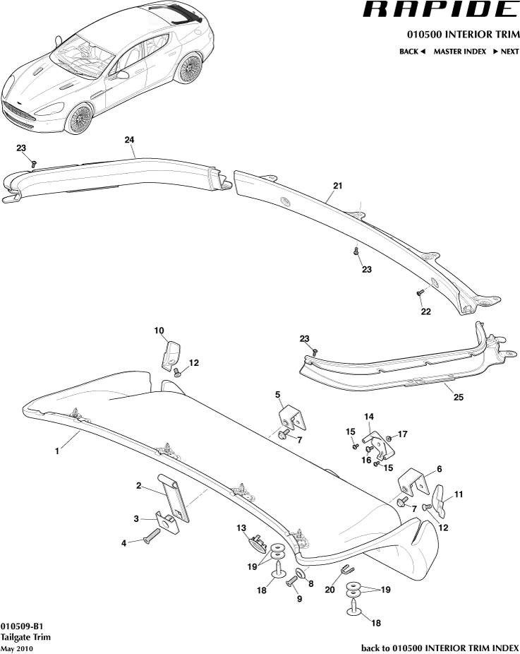 Interior Trim & Ornamentation - Tailgate Trim Panel of Aston Martin Aston Martin GT RAPIDE (2010-2019)