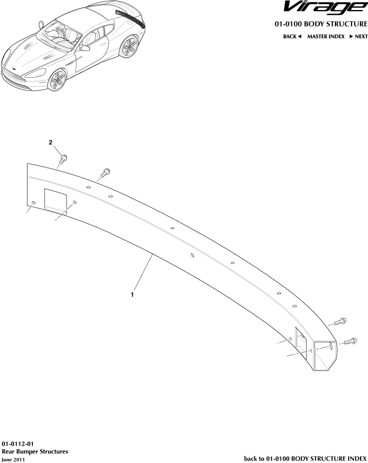 Body Structure - Rear Bumper Structure of Aston Martin Aston Martin GT VIRAGE (2012-2013)