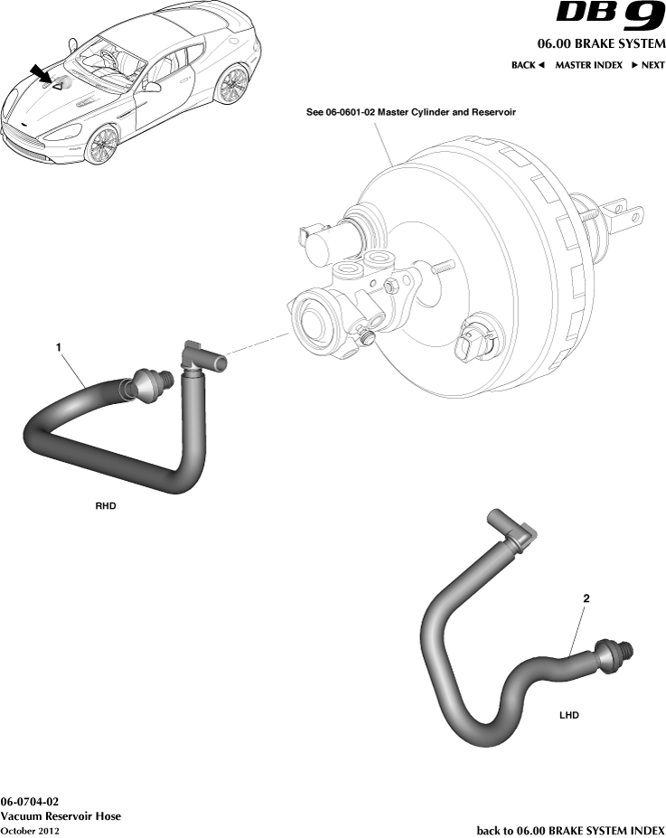 Vacuum Reservoir Hose of Aston Martin Aston Martin GT DB9 (2004-2017)