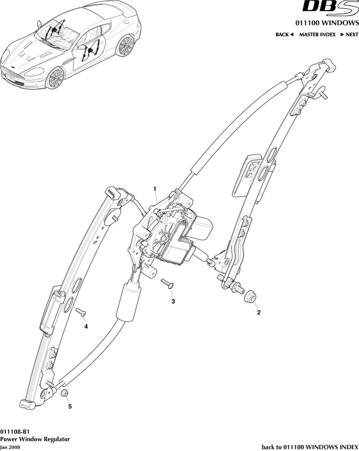Door Window Regulators of Aston Martin Aston Martin GT DBS (2007-2012)