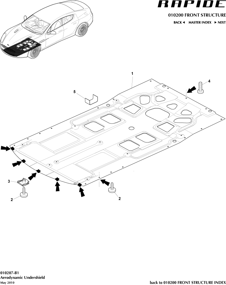 Front End Structure - Front Undershield of Aston Martin Aston Martin GT RAPIDE (2010-2019)