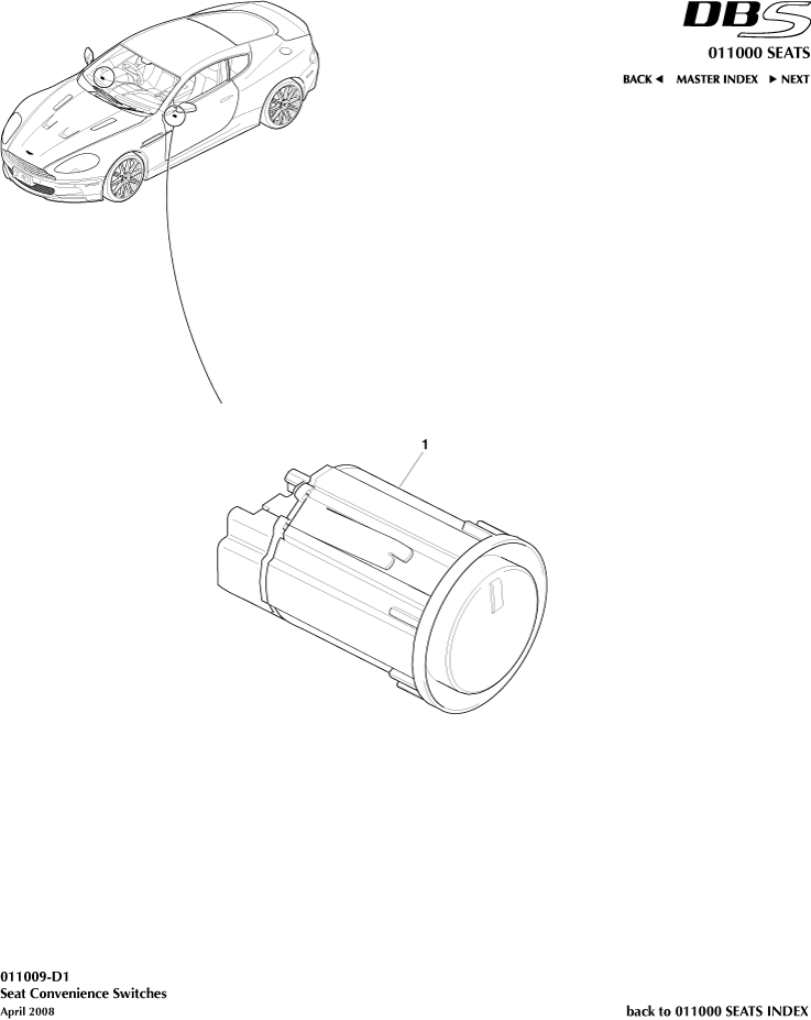 Convenience Switches of Aston Martin Aston Martin GT DBS (2007-2012)