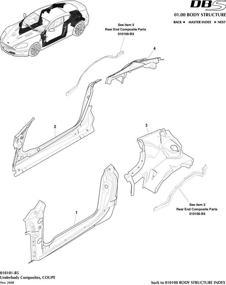 Body Structure - Underbody Composites, Coupe of Aston Martin Aston Martin GT DBS (2007-2012)