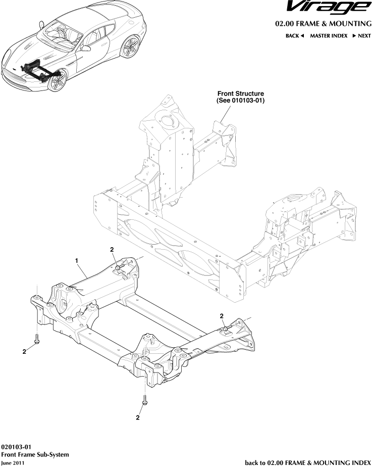 Front Subframe of Aston Martin Aston Martin GT VIRAGE (2012-2013)
