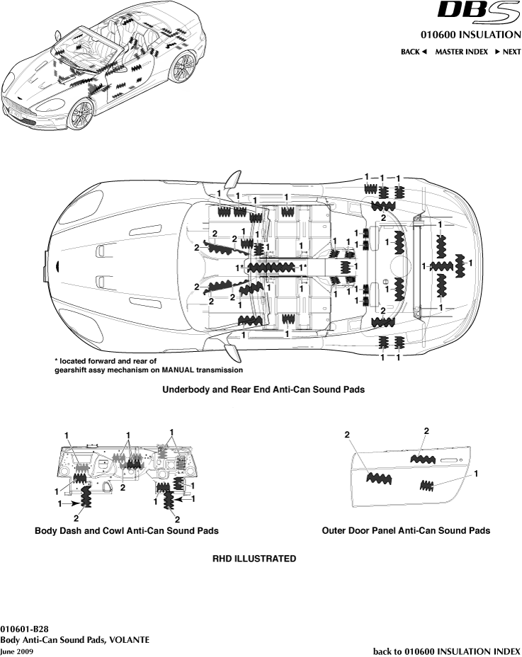 Anti-Can Sound Pads, Volante of Aston Martin Aston Martin GT DBS (2007-2012)