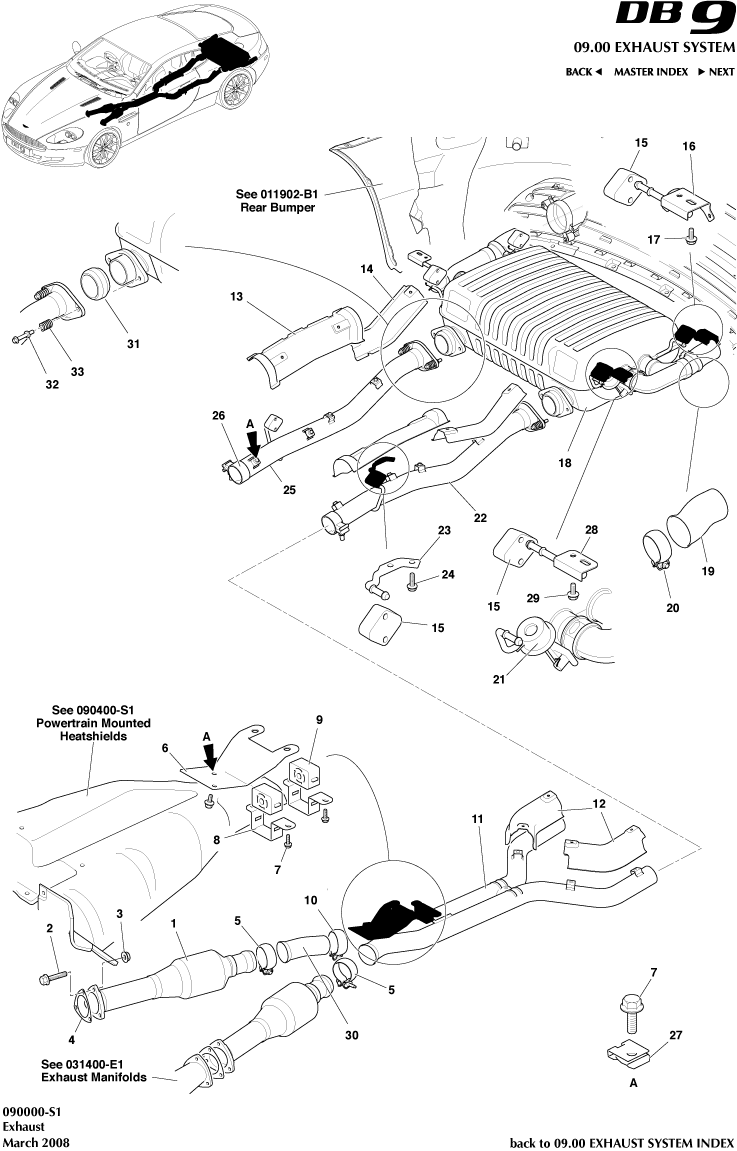 Exhaust System of Aston Martin Aston Martin GT DB9 (2004-2017)