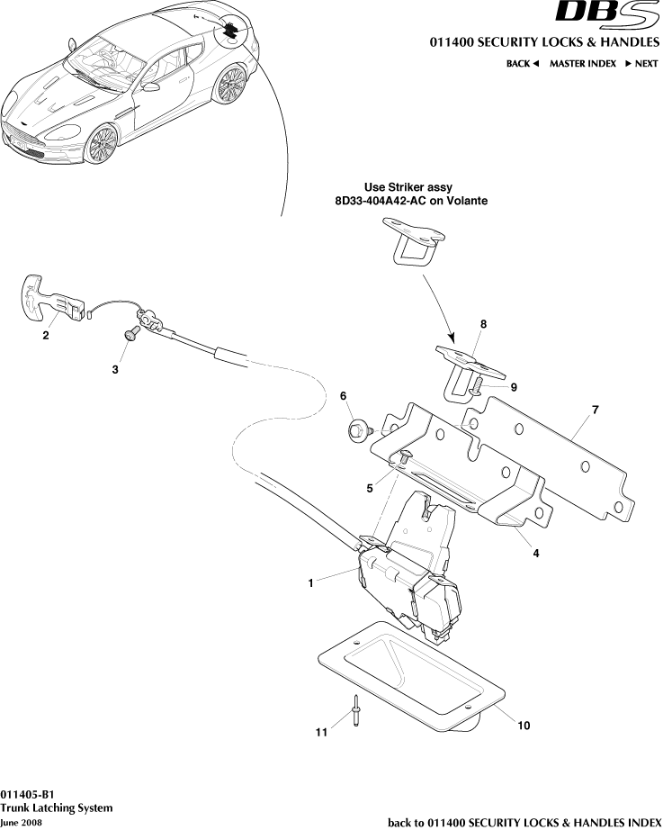 Security Locks and Handles - Trunk Latch System of Aston Martin Aston Martin GT DBS (2007-2012)