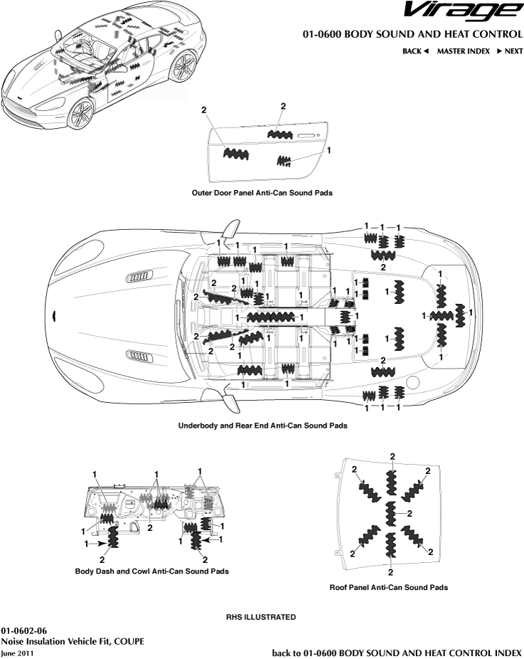 Sound & Heat Control - Noise Insulation, Coupe of Aston Martin Aston Martin GT VIRAGE (2012-2013)