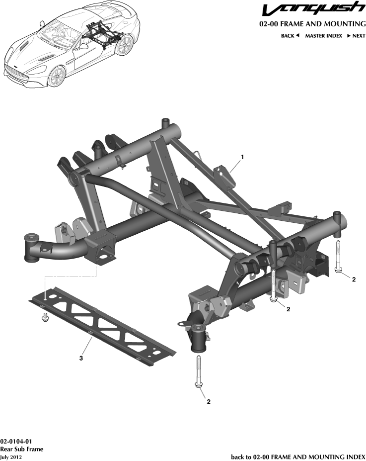 Rear Subframe of Aston Martin Aston Martin GT VANQUISH (2013-2018)