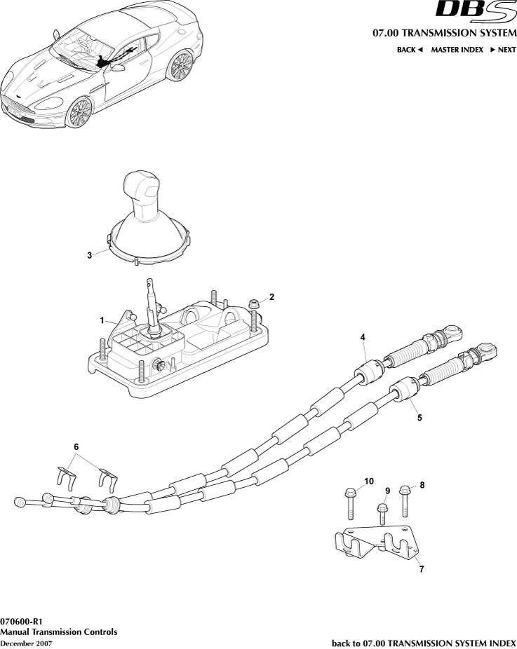 Gear Lever Assembly, Manual of Aston Martin Aston Martin GT DBS (2007-2012)