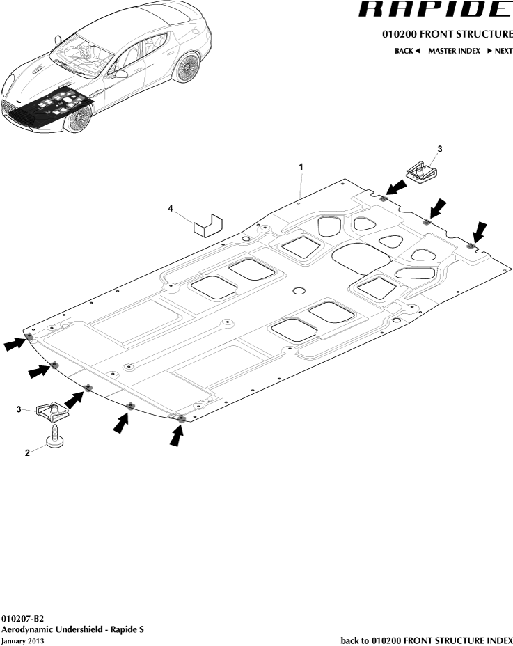 Front End Structure - Front Undershield, 'S' of Aston Martin Aston Martin GT RAPIDE (2010-2019)