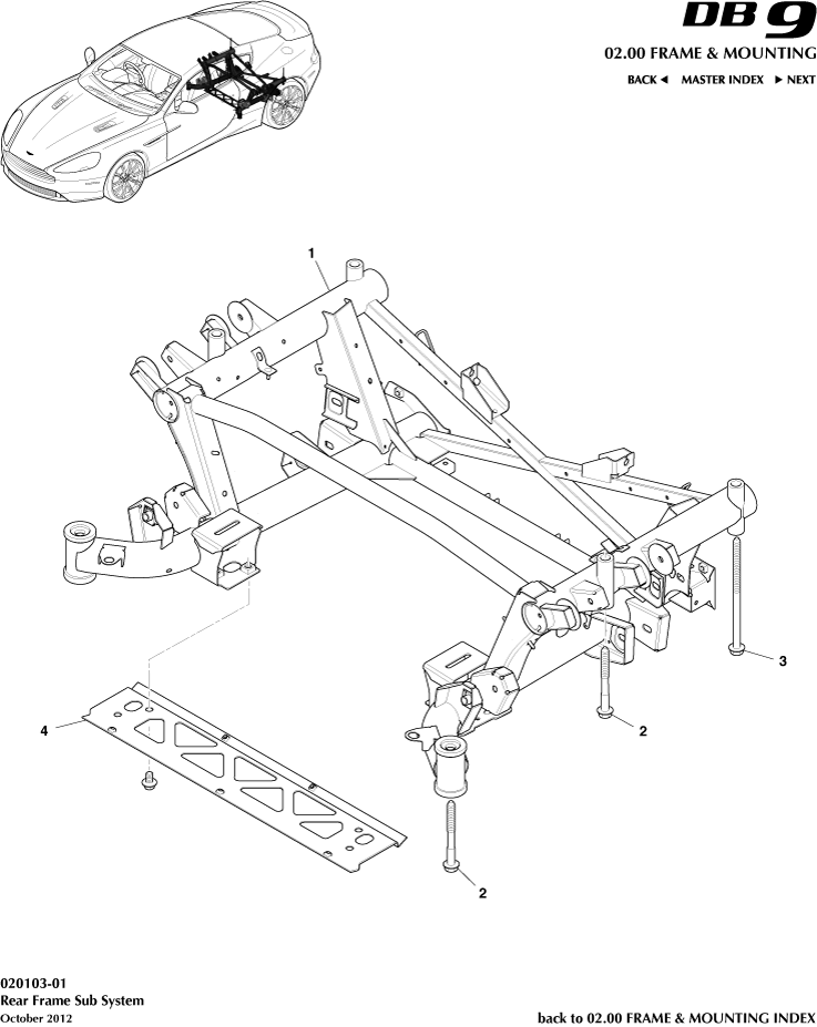 Rear Subframe of Aston Martin Aston Martin GT DB9 (2004-2017)