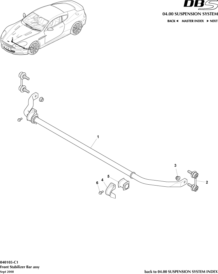 Front Stabiliser Bar of Aston Martin Aston Martin GT DBS (2007-2012)