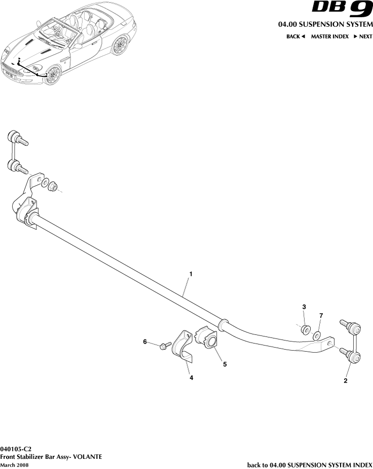 Front Stabiliser Bar, Volante of Aston Martin Aston Martin GT DB9 (2004-2017)