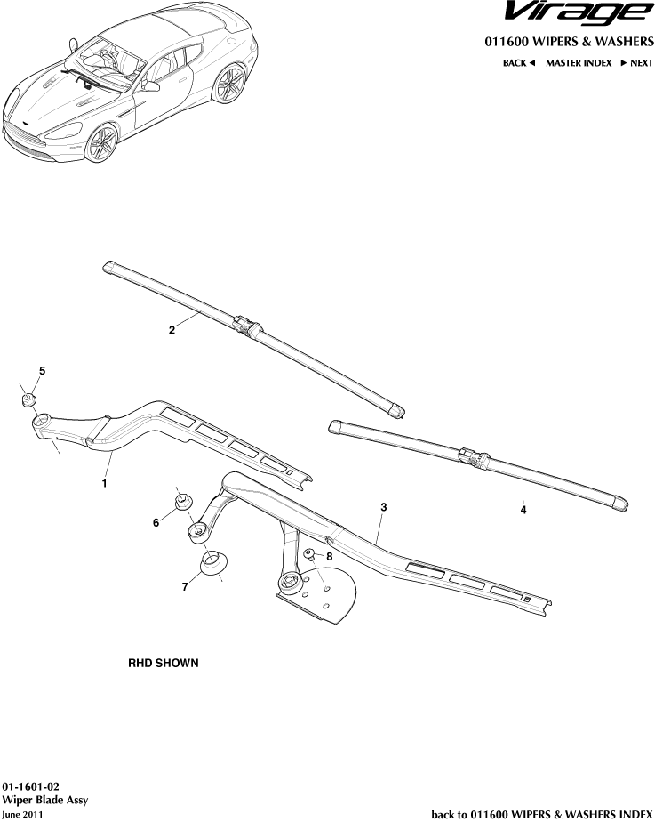 Wipers & Washers - Wiper Blade Assembly of Aston Martin Aston Martin GT VIRAGE (2012-2013)