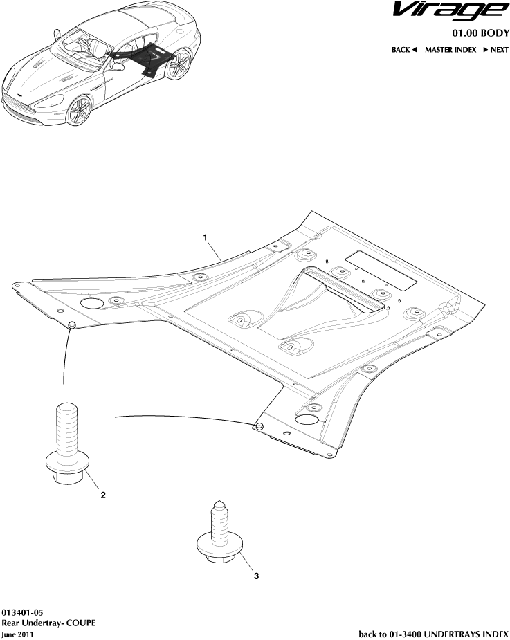 Rear Undertray, Coupe of Aston Martin Aston Martin GT VIRAGE (2012-2013)
