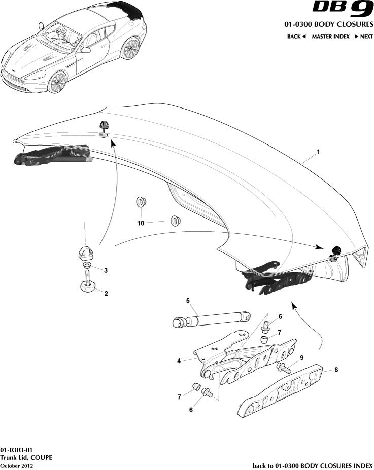 Body Closures - Trunk Lid & Hinge, Coupe of Aston Martin Aston Martin GT DB9 (2004-2017)