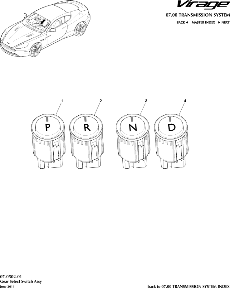 Transaxle Switches of Aston Martin Aston Martin GT VIRAGE (2012-2013)