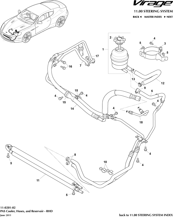PAS Hoses, RHD of Aston Martin Aston Martin GT VIRAGE (2012-2013)