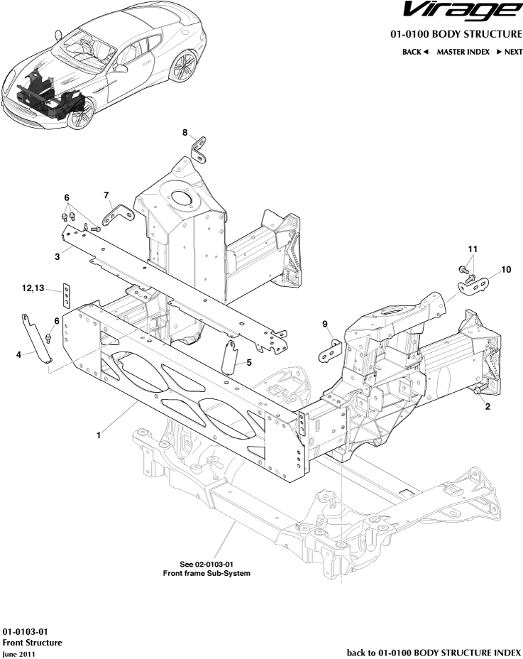 Body Structure - Front Structure of Aston Martin Aston Martin GT VIRAGE (2012-2013)