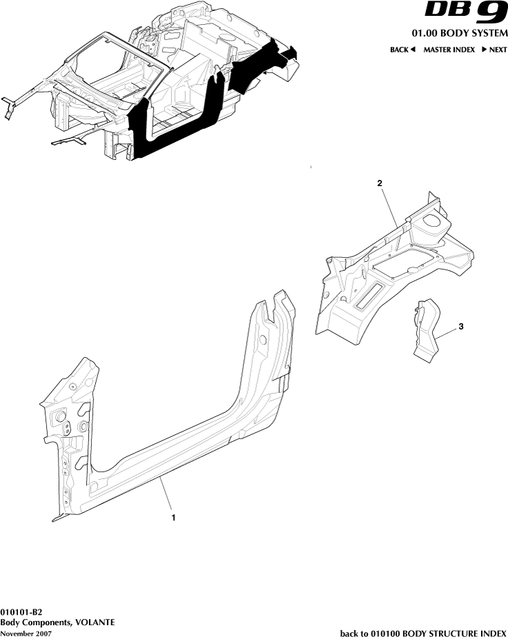 Body Structure - Body Components, Volante of Aston Martin Aston Martin GT DB9 (2004-2017)